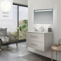[FZ91907] Mobile bagno sospeso Bracciano rovere bianco 81,5x46,5x53 H