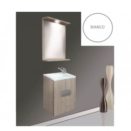 [FZ81123] Mobile bagno sospeso Charlie con specchio bianco