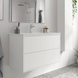 [FZ100261] Mobile bagno sospeso Mango80 bianco opaco con lavabo 2 cassetti 80x45x54h