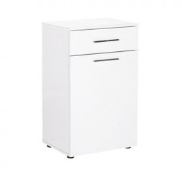 [FZ84851] Mobiletto da bagno bianco con cesto e cassetto  52x38xh.83 cm (MDL511PB1)