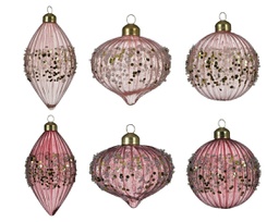 [20035455] Pallina Di Natale Decoris Vetro Glitterato Rosa 8Cm Assoriti