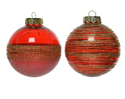 [19625635] Pallina decorativa in vetro natale  vetro rosso oro  cm 8  pz 1