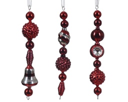 [20102250] Pallina di Natale Ghirlanda di perle di vetro miste colore Natale rosso/colore  H 15cm x ø 3cm