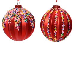 [20102270] Pallina di Natale Vetro per palline con macchie 2ass colore Natale rosso/colore  ø 8cm