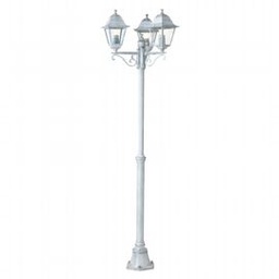 [SOV798/37] Palo telescopico in alluminio pressofuso con diffusori in vetro trasparente - Altezza max lampade 170mm - Triangolo di fissaggio a terra biancoargento