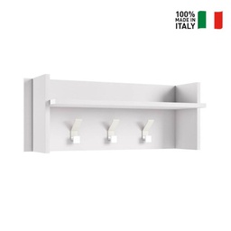 [TEREL231B] Pannello Appendiabiti Con Ampio Ripiano E 3 Ganci bianco