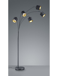 [TRIOR46330579] Piantana Tommy Nero 5xE14 Tessuto Nero-Oro H200 cm Trio Lighting