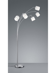 [TRIOR46330501] Piantana Tommy Nichel 5xE14 Tessuto Bianco H200 cm Trio Lighting