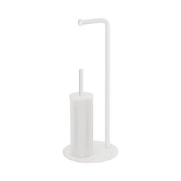 [20040750] Piantana WC con portascopino e portarotolo, altezza 56 cm, colore bianco.