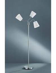 [TRIOR40153001] Piantana Windu 3xE27 Nichel E Paralumi Bianco H140 cm Trio Lighting