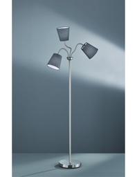 [TRIOR40153011] Piantana Windu 3xE27 Nichel E Paralumi Grigio H140 cm Trio Lighting