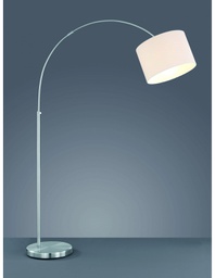[TRIO461100101] Piantana ad Arco Hotel 1xE27 Nichel Paralume Tessuto Bianco Trio Lighting