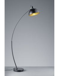 [TRIOR46041032] Piantana ad Arco Recife 1 x E27 Paralume Metallo Nero Interno Oro Trio Lighting