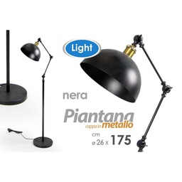 [GIC778988] Piantana da terra lampada moderna industrial nera cm 26 x 175 h