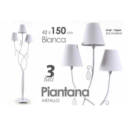 [GIC728419] Piantana da terra lampada shabby 3 luci bianca cm 150 metallo