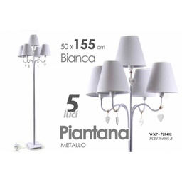 [GIC728402] Piantana da terra lampada shabby 5 luci bianca cm 155