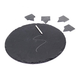 [V5860340000] Piatto ardesia tondo con 4 targhette fumetto cmø30h0,5