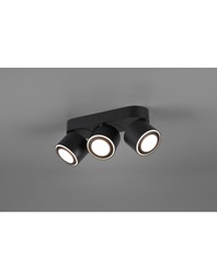 [TRIO652910332] Plafone 3 Spot Led Doppia Emissione L27 cm Taurus Nero Trio Lighting