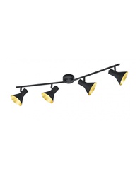 [TRIOR80164002] Plafoniera 4 Faretti Spot E14 Orientabili Nina Nero e Oro Trio Lighting
