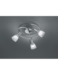 [TRIOR82239307] Plafoniera Girandola Visto 3xE14 Led Nichel E Vetro Alabastro Ø30 cm Trio Lighting