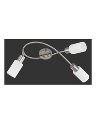 [TRIOR80013907] Plafoniera Nichel Braccio Curvo 3 Spot Orientabili Paralumi Vetro Mars Trio Lighting