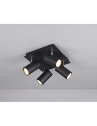 [TRIO802430432] Plafoniera Quadrata 4 Faretti Orientabili Marley Nero Trio Lighting