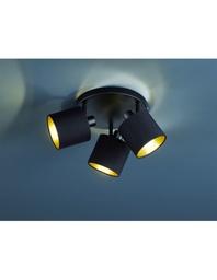 [TRIOR80333979] Plafoniera Tommy 3xE14 Spot Nero-Oro Ø25 cm Trio Lighting