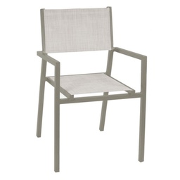 [1995119] Poltrona alluminio e texilene cleveland tortora opaco cm55x56 x h86