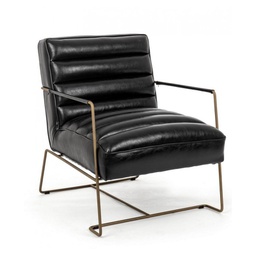 [B0746125] Poltrona struttura in acciaio verniciato e seduta rivestita in similpelle nero 62,5x74x80-45-56h cm