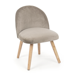 [B0748168] Poltroncina moderna Adeline in legno rivestita effetto velluto tortora