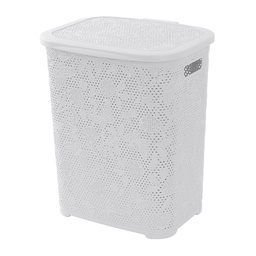 [FER1027001] Portabiancheria in plastica 50 litri Flower bianco