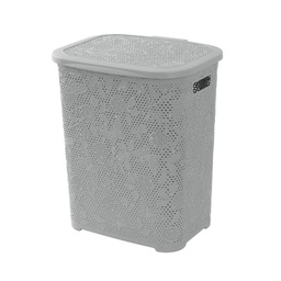 [FER1027002] Portabiancheria in plastica 50 litri Flower grigio