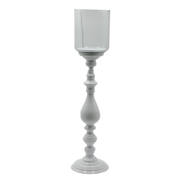 [V7020010000] Portacandele metallo bianco 1p cmø13h59
