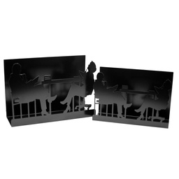 [V3404510000] Portariviste metallo sagome 1-2 nero cm 35x12h24