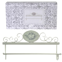 [V6214350000] Portasciugamani a muro metallo le bain bianco decoro ovale cm 48x8h24