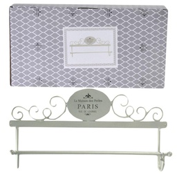 [V6214190000] Portasciugamani a muro metallo paris bianco decoro ovale cm 48x8h24