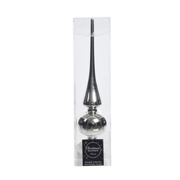 [KAE113029] Puntale in vetro colore argento lucido 26 centimetri x 6 centimetri diametro