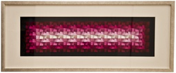 [QU/218] Quadro 3D con finitura in vetro e tela multicolor 120x50 cm
