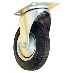 [024046] Ruota industriale gomma con cuscinetto rulli 125 mm e piastra girevole