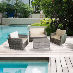 [FZ99639] Salotto da giardino WRS066G rattan grigio WRS066G