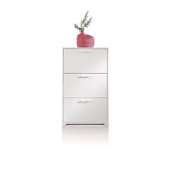 [TEREL7003B/BIANCO] Scarpiera A Doppia Profondità Con Tre Ante Fino A 18 Paia Di Scarpe bianco/bianco