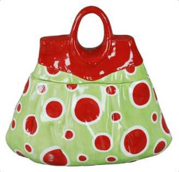 [V9158280000] Scatola borsa verde a pois rossi sc-3943 cm. 28 x 17 h 26,5