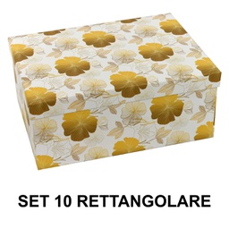 [V1226050000] Scatola cartone 1-10 fiori oro rettangolare cm37,5x29h16