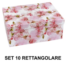 [V1225910000] Scatola cartone 1-10 fiori rosa bianco rettangolare cm37,5x29h16