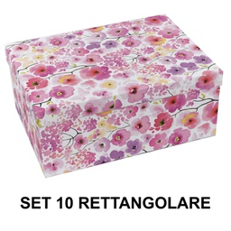 [V1225960000] Scatola cartone 1-10 fiori rosa rettangolare cm37,5x29h16