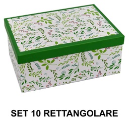 [V1225990000] Scatola cartone 1-10 foglie verde bianco rettangolare cm37,5x29h16