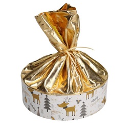 [V1221950000] Scatola cartone panettone bianco oro tondo cmø23h7