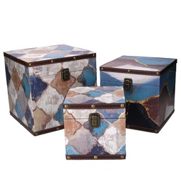 [V2809020000] Scatola ecopelle 1-3 blu marocco quadrocm 24x24h24