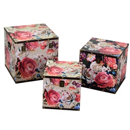 [V1230380000] Scatola ecopelle 1-3 fiori crema quadrocm30,5x30,5h30,5