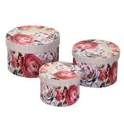 [V1230320000] Scatola ecopelle 1-3 fiori crema tondo cmø27h17,5